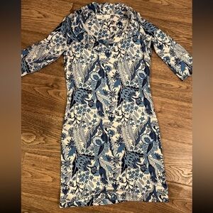 Jean-Pierre Klifa Paris Womens Dress blue floral Size S EUC